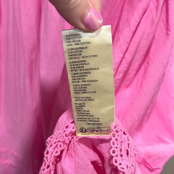 Free People Shea Yoke Dress with Slip and Spare Button Size M Pink - Picture 2 of 8